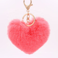 BMSP05 Llavero con forma de corazón de piel de fantasía multicolor Faux Pom Pom